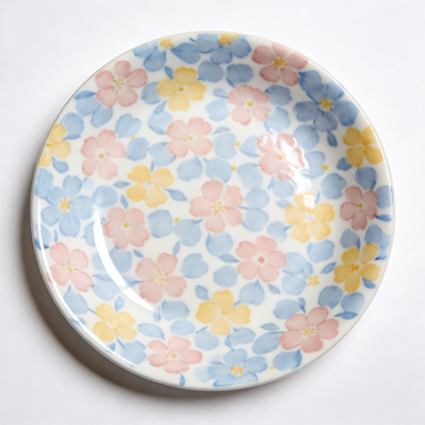 Pastel Hydrangea Splatter Ceramic Bowl Plate