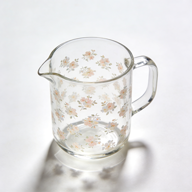 Mini Pink Floral Glass Pitcher