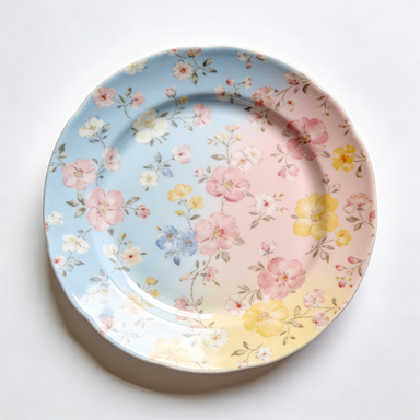 Ombre Floral Blue to Pink Dinner Plate