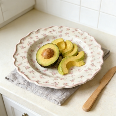 Vintage Pink Rose Ditsy Scalloped Platter
