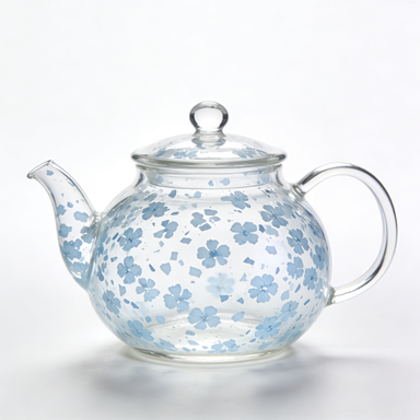 Blue Petal Glass Teapot