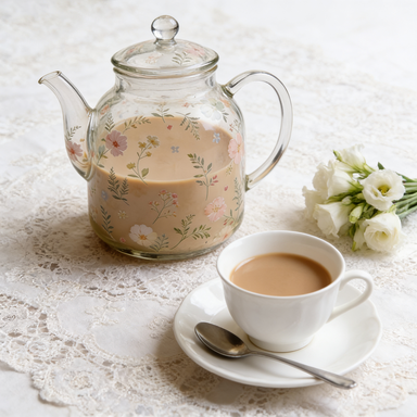 Tall Wildflower Glass Teapot