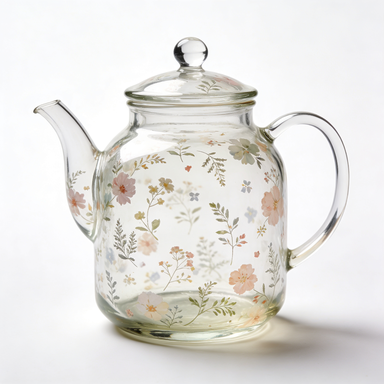 Tall Wildflower Glass Teapot