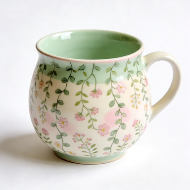Trailing Floral Curved Ceramic Mug