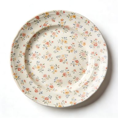 Cream Base Ditsy Floral Dinner Plate
