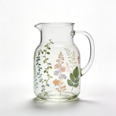 Vine Floral Glass Pitcher