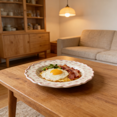 Vintage Pink Rose Ditsy Scalloped Platter