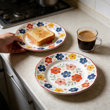 Vibrant Scalloped Floral Dinner Plate