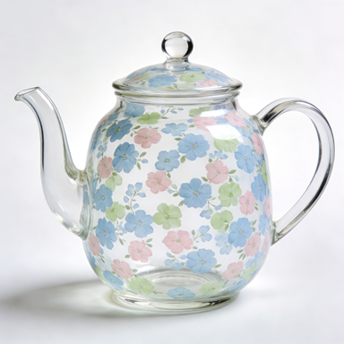 Pastel Floral Glass Teapot